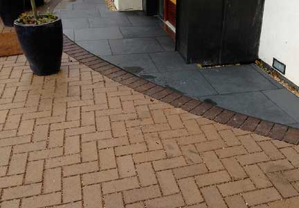 Sandstone patio installation in Barry